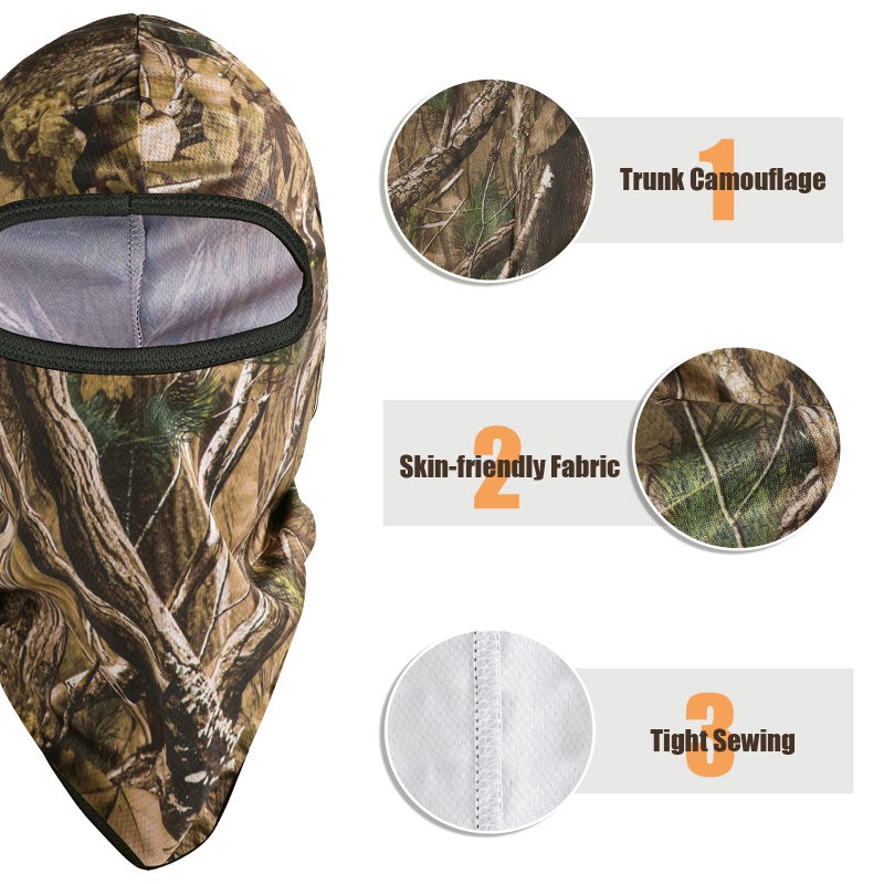 TAGVO Hunting Balaclava Face Mask, Windproof Camouflage Balaclava Tactical Hood Headwear, Helmets Liner for Adults Women and Men Elastic Universal Size - Image 1